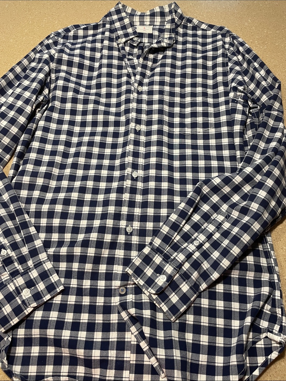 GAP Navy and White Plaid Button-Down Shirt